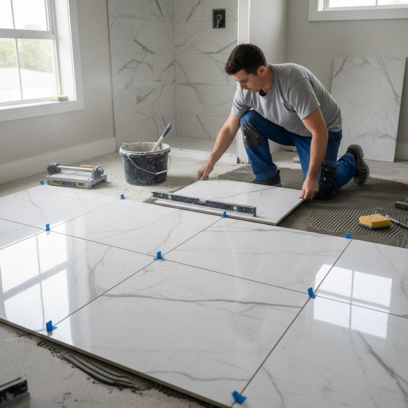 White Marble Tile Installation in Olathe, KS