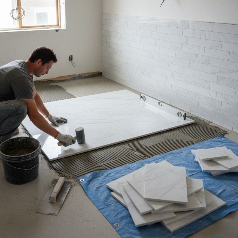 White Marble Tile Installation in Overland Park, KS